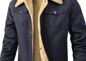 Men's Full Size Sherpa Lined Snap Down Jacket Plus Size