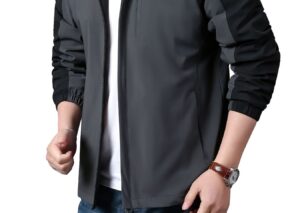 Men's Plus Size Hooded Colorblock Lightweight Jacket