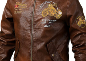 Men's Plus Size Vintage Motorcycle Faux Leather Bomber Jacket