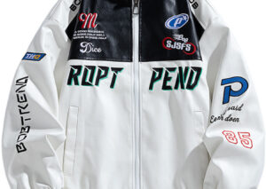 Men's Plus Size Racing-Inspired Zip Up Jacket