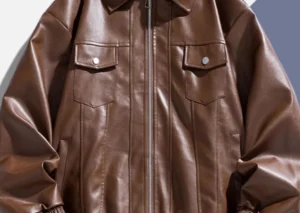 Men's Plus Size Zip Up Leather Jacket