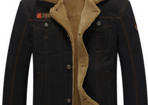 Men's Plus Size Button Up Fleece Lined Jacket