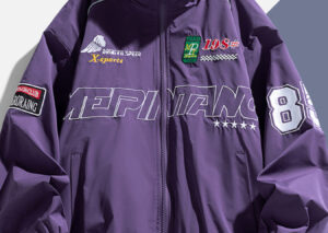 Men's Plus Size Racing-Inspired Zip Up Jacket