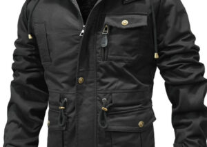 Men's Full Size Zip Up Multiple Pockets Jacket Plus Size