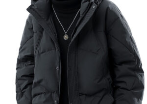 Men's Plus Size Snap Down Hooded Puffer Jacket