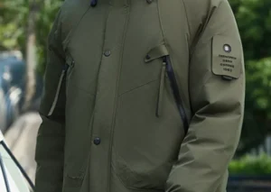 Men's Plus Size Hooded Snap Down Jacket