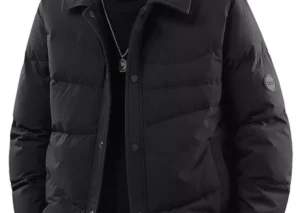 Men's Plus Size Snap Down Puffer Jacket