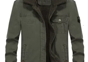 Men's Plus Size Solid Color Sherpa Lined Jacket