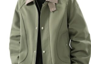 Men's Plus Size Casual Plaid Collar Zip Up Jacket