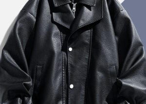 Men's Plus Size Faux Leather Bomber Jacket