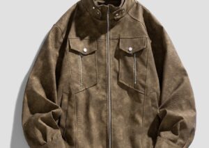Me's Plus Size Zip Up Casual Jacket