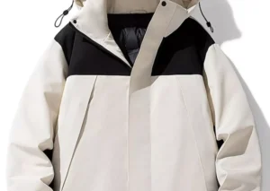 Men's Plus Size Hooded Color Block Padded Winter Coat