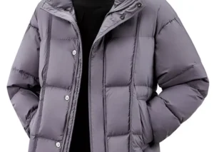 Men's Plus Size Snap Down Padded Puffer Jacket
