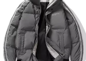 Men's Plus Size Striped Padded Puffer Jacket