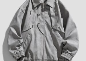 Men's Plus Size Zip-Up Collared Neck Jacket