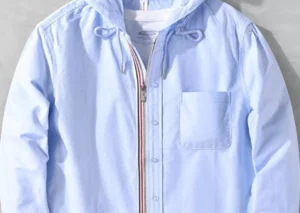 Men's Plus Size Striped Trim Hooded Casual Shacket