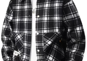 Men's Plus Size Plaid Button-Up Casual Shacket